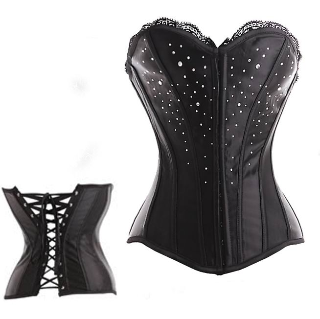 Black steel boned corset